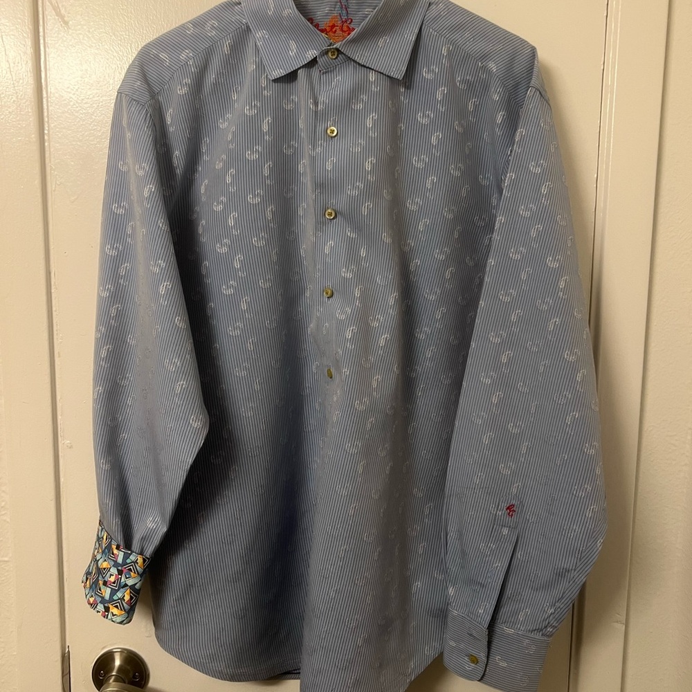 Robert Graham Light Blue Patterned Men's Shirt